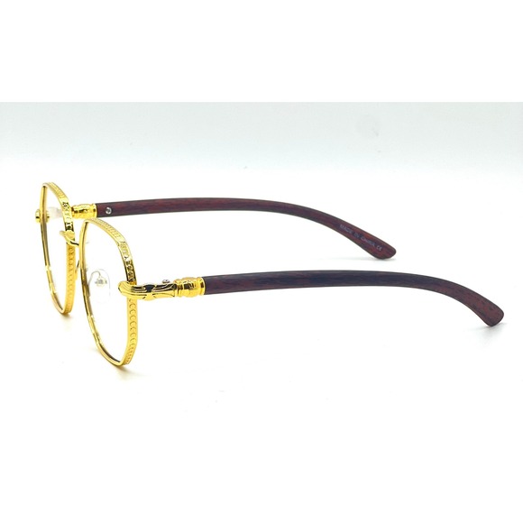 Gold Octagon Glasses Clear Lens Vintage Style Hip Hop Men Retro EyeGlasses Gafas - Picture 6 of 6